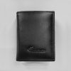 genuine leather wallet for men, black color, regular standard short wallet