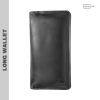 genuine leather wallet for men, black color, stylish long wallet