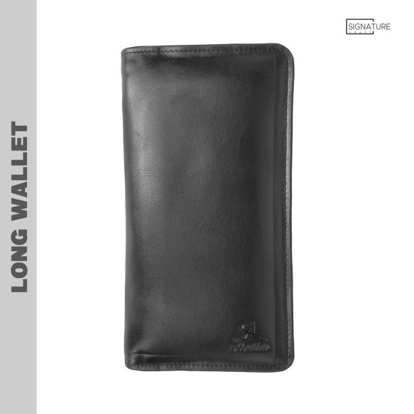 genuine leather wallet for men, black color, stylish long wallet