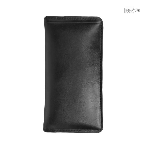genuine leather wallet for men, black color, stylish long wallet