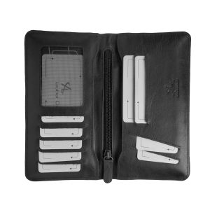 genuine leather wallet for men, black color, stylish long wallet
