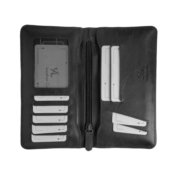 genuine leather wallet for men, black color, stylish long wallet