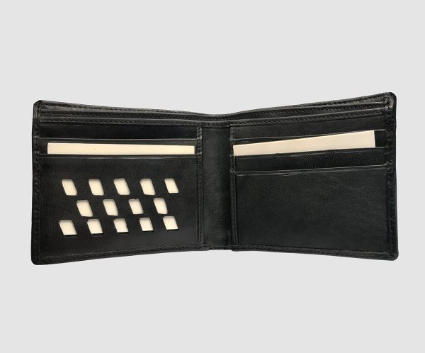 Black color short wallet for men made with original leather