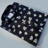 printed black color panjabi for men, printed white lief on black color. soft and comfortable cotton fabrics