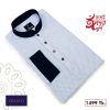 alliamo panjabi light skyblue print contrast matching on collar and cuff with premium button