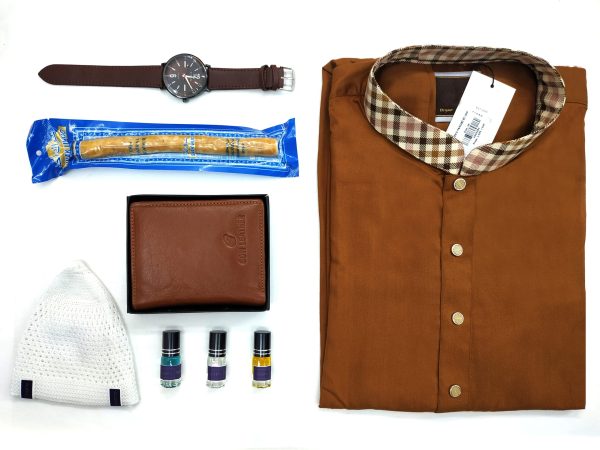 Combo Package - Panjabi + Leather wallet + Watch + Attar + Tupi + Miswak কম্বো প্যাকেজঃ পাঞ্জাবি লেদারের ওয়ালেট আতর হাত ঘড়ি টুপি মেসওয়াক Combo Package - Panjabi + Leather wallet + Watch + Attar + Tupi + Miswak কম্বো প্যাকেজঃ পাঞ্জাবি লেদারের ওয়ালেট আতর হাত ঘড়ি টুপি মেসওয়াক